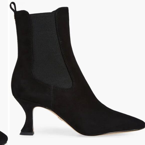 Womens Sam Edelman Lani Square Toe Chelsea Boots in Black Suede NWOB - Picture 1 of 10